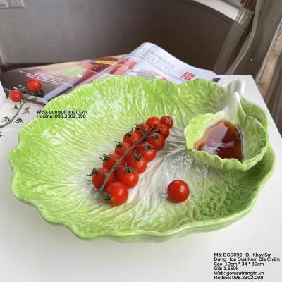 KHAY SỨ ĐỰNG HOA QUẢ KÈM NƯỚC CHẤM